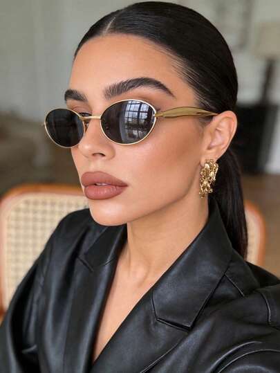 1 pieza Gafas de montura pequeña y retro de moda, adecuadas para mujeres para salidas de otoño/invierno, viajes, playa, festivales de música y uso diario