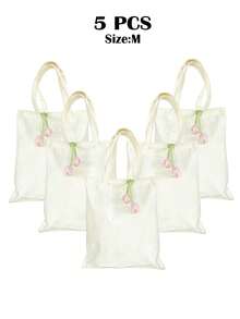 1/5/10 Pcs Set Of Reusable Canvas Tote Bags With Removable 3D Floral Decor, 4 Sizes Available, Gift Bags For Weddings, Bridal Showers, Baby Christenings, Holidays, Birthdays, Parties, Spring Events, SPA Parties, Candy Distribution, Guest Gifts, Employee Appreciation, Daily Shopping And Travel, Practical Gifts For Sisters, Friends, Mothers, Teachers, Classmates - View 18