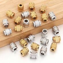 5/10pcs/Pack Stainless Steel Vertical Striped Large Hole Spacer Beads, DIY Bracelet Necklace Jewelry Making Spacer Beads, Anti-Allergy Metal Large Hole Beads - Vertical Striped Spacer Beads - View 6