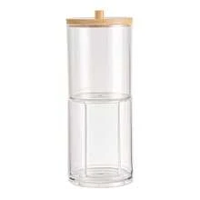 1/3 cajas de hisopos con tapas de bambú, caja de hisopos circular de plástico a prueba de polvo, frasco de almacenamiento transparente para bastoncillos, joyas, borlas de maquillaje, desmaquillante, hilo dental, huevos de belleza, herramientas de cuidado personal. Almacenamiento y organización del hogar, recipiente de almacenamiento cosmético para suministros de baño - transparente - Ver 12