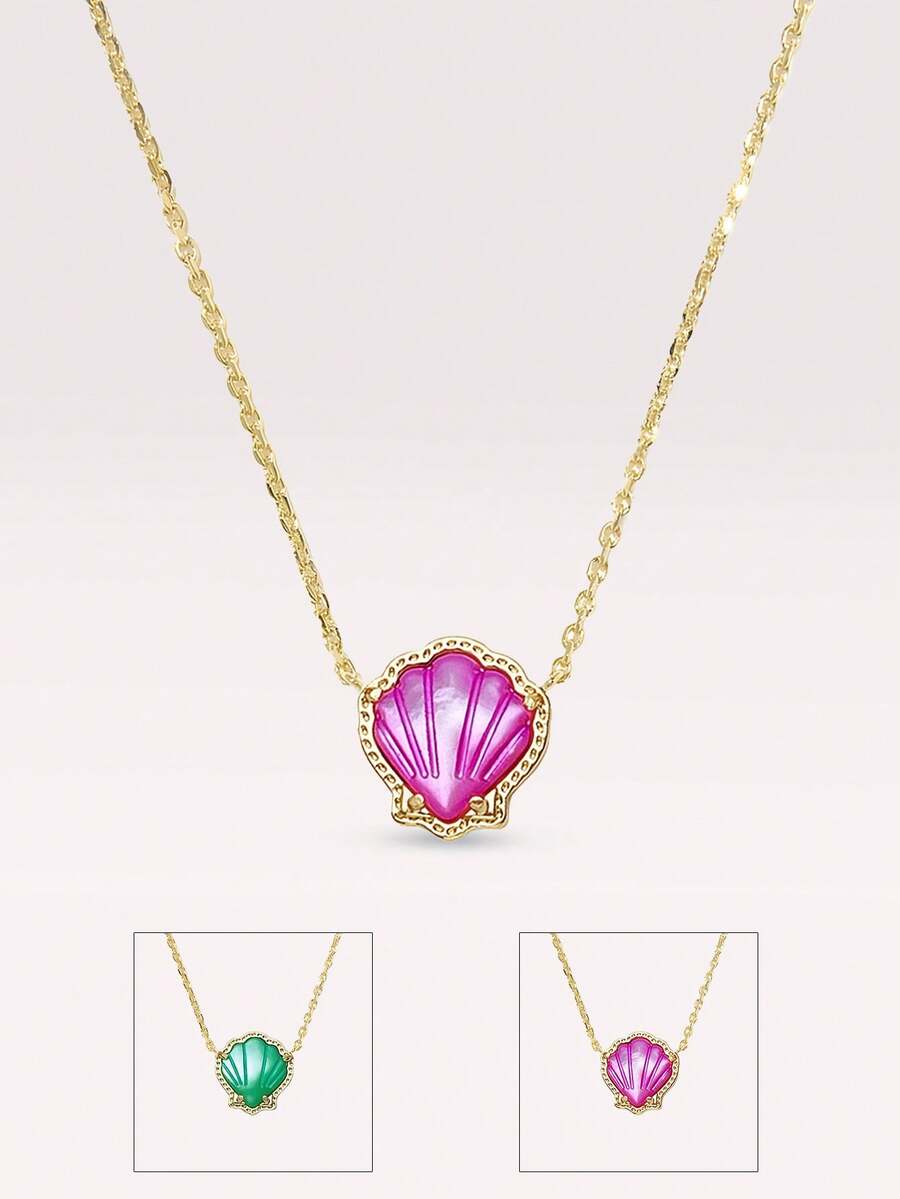 1Pc Gold Shell-Shaped Necklace,Unique And Classic Design Shell Necklace, For Ladies' Weddings, Banquets And Girls' Daily Life Decor Jewelry Gift - Multicolor - View 1