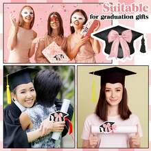 10/30张毕业帽创意卡片（2026款），高中或大学毕业派对祝贺装饰品（粉色蝴蝶结） - A - 查看 6