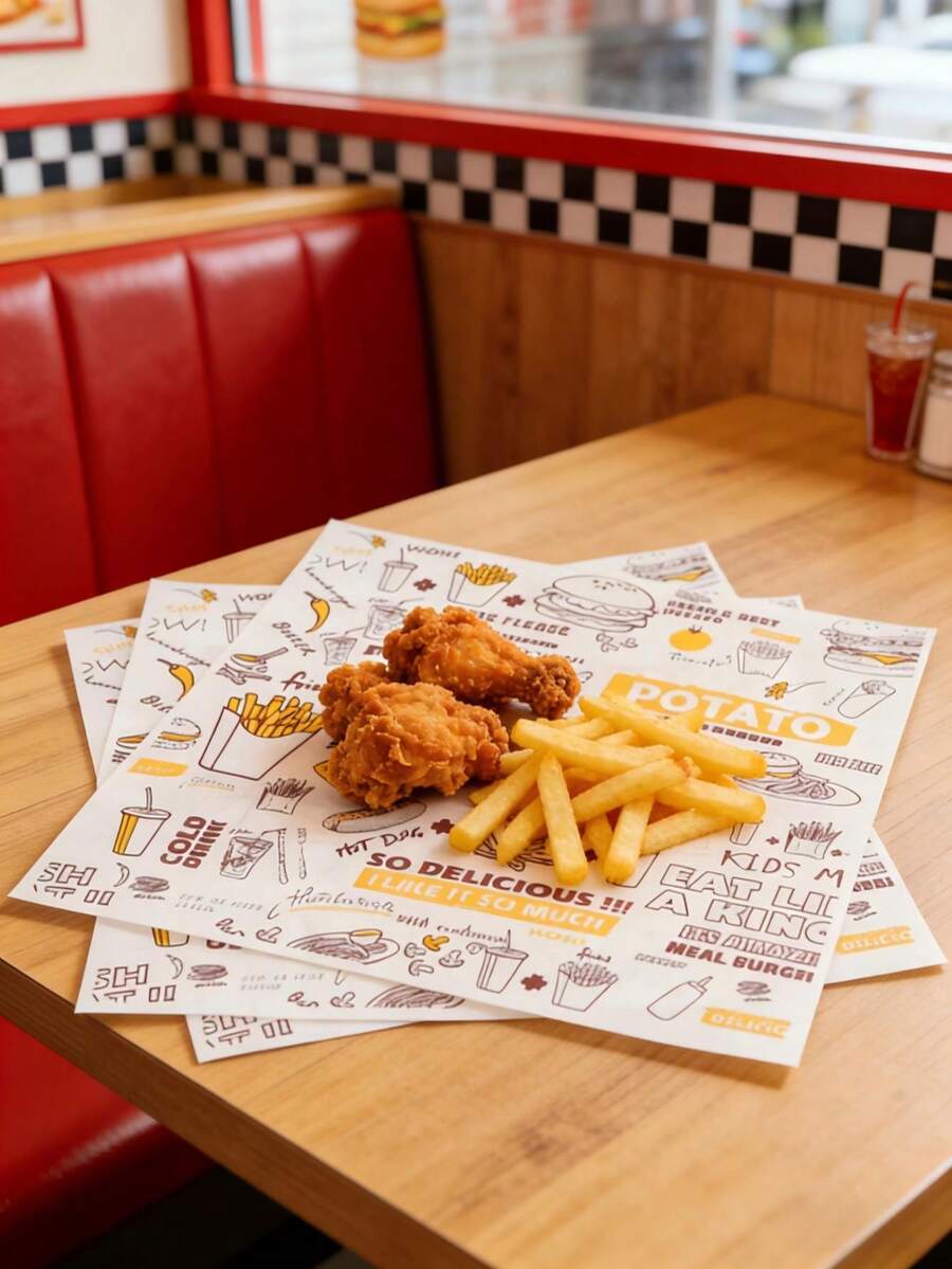 29.5厘米*28厘米 一次性家用汉堡外卖纸，防油涂层纸，适用于三明治、披萨等