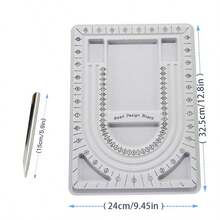 KLONKEE Bead Bracelet Necklace Measurement Tool, Gray Plush Material, Jewelry Weaving Board, Jewelry Storage Tray, Bracelet Necklace Design Board, Jewelry Bracelet Necklace Bead Making Supplies, 4 Round Grooves Or 3 U-Shaped Grooves, 6 Recessed Slots, Suitable For DIY Jewelry Making Bracelets, Necklaces And Other Jewelry Design Boards - Multicolor - View 8