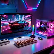 1pc/2pcs USB Powered Desktop Decorative LED Light Strip, RGB Night Light, Suitable For Gaming, TV, Computer Side, Bedroom Decor, Desktop Lighting - Black - View 4