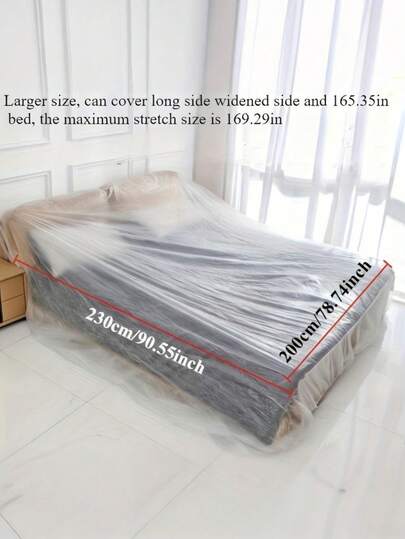 1/2/3/5件装家具床垫保护套，169.29英寸特大尺寸，加厚一次性弹性防尘抽绳沙发翻新塑料保护膜
