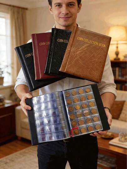 ألبوم جمع العملات ب- 240 جيب على 10 صفحات، حافظة لتنظيم وتخزين العملات التذكارية
