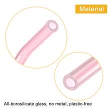 Glass Straw, 2pcs 8 Inch Long Reusable Straws, Travel Tumbler Replacement Straw Long With Cleaning Brush And Box For Frozen Bubble Tea Drinks, Pink - 款式一 - 查看 5