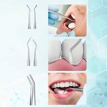 6pcs/9pcs Oral Care Set, Teeth Cleaning Tools Include Stainless Steel Toothpicks, Dental Floss Picks, Tartar Scraper And Storage Bag, Travel Essential - Silver - View 6