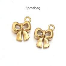 5pcs/Pack Stainless Steel Bowknot Heart Pendant, Elegant Fashion Pendant Necklace Bracelet Charm, Extension Chain Jewelry DIY - Butterfly Heart Pendant - View 10