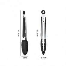 Black Kitchen Tongs,Heat-Resistant 600°F,Premium Silicone,Non-Stick Stainless Steel BBQ Cooking Grilling Locking Food Tongs, Non‑Slip & Non‑Scratch, For BBQ, Grill, Salad, Frying, Baking, Air Fryer,7-Inch / 9-Inch - 黑色 - 查看 11