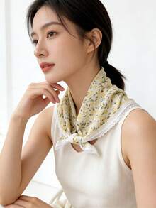 1件装女士小围巾/手帕/头巾，欧美风格百搭腰果花印花亚麻围巾/领巾/头巾，夏季沙滩连衣裙 - 彩色 - 查看 12