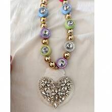 Handmade 2026 Beaded Resin Beaded Flower Crystal Stone Bear Charm Boho Women Pendant Accessory Elegant Agile Necklace Gold-Plated Light Luxury Jewelry Gift - Drill - View 2