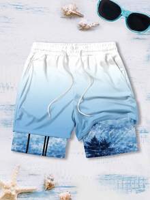 Quần short đi biển hai lớp in hình cây cọ, nhiều túi, kiểu dáng nghỉ dưỡng dành cho nam, tiện dụng và đa năng. - Nhiều màu - Xem 3