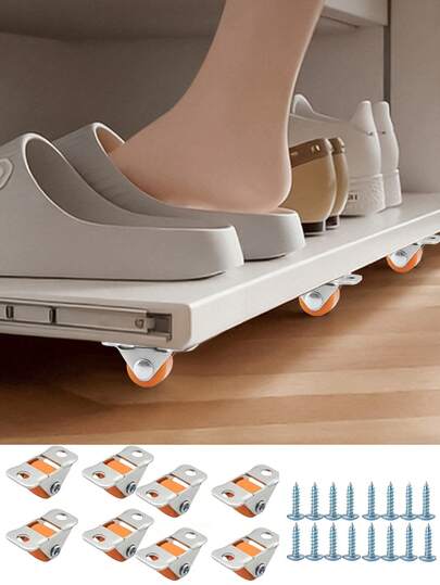 Quiet Mini Swivel Casters, Cabinet Toe Kick Wheels, Quiet Directional Wheels - Quiet Mobility System For Cabinets, Bookcases, Furniture And Appliances, Flat Bottom Industrial Wheels For Hard Floors