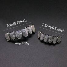 Hip-Hop Braces Set, Unisex, Upper And Lower Teeth, Silver Braces, Tooth Caps, Detachable, Fashionable Dental And Body Accessories - Teeth - View 5