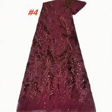 Vải ren thêu đính kim sa chất lượng cao năm 2026, vải ren lưới cao cấp của Nigeria, thích hợp để may trang phục dự tiệc cưới. - A - Xem 6