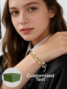 Custom Graduation Name Bracele,Graduate Cap Pendant,Graduation Gift,Back To School Gift,Class Of 2025 Bracelet,College Graduation Favors - Thick Chain - View 1