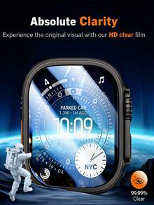 2Pcs 49mm Screen Protector For Apple Watch Ultra 3/Ultra 2, Premium HD 9H Tempered Glass, Anti-Fingerprint & Anti-Scratch - Clear - View 5