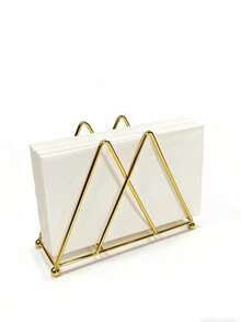 1个多功能立式纸巾架，三角形镂空铸铁设计，厨房酒店餐厅餐桌纸巾收纳架，餐巾纸架 - 查看 5