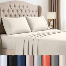 Beddora King Size Bed Sheet Set In Beige – 4 Piece Microfiber Sheets, Ultra-Soft, Deep Pocket, Wrinkle-Resistant, Easy Care, Adult - 米色 - 查看 1