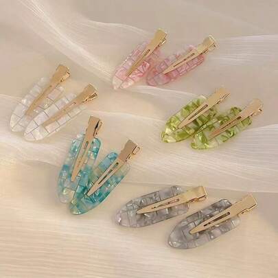 女士彩色无缝发夹，侧刘海和碎发抓夹，简约百搭发饰