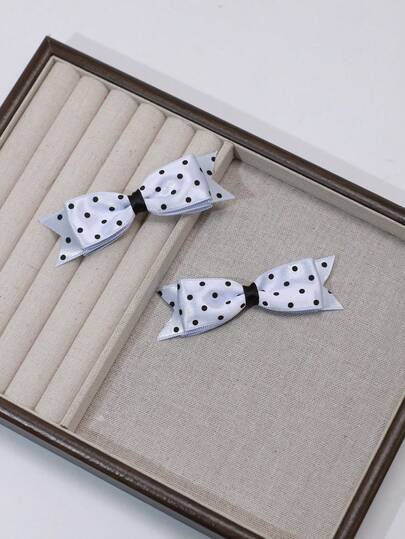 2pcs/Set Cute Polka Dot Bow Hair Clips For Women, Fashionable And Elegant Bangs Clips, Suitable For All Seasons And Occasions