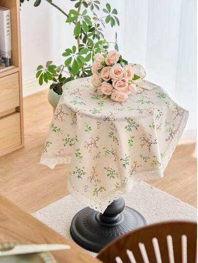 1/2/4 piezas Manteles individuales con encaje floral de estilo campestre, decoración de tela con estilo de cuadrícula para fotografía, comedor