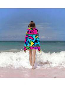 1pc Ultra-Fine Fiber Beach Towel, Super Absorbent Quick Dry Swimming Towel, Lightweight Soft Beach Blanket, Suitable For Beach, Swimming, Outdoor Camping Travel, Ideal Beach Essential, Pool Towel - C - View 3