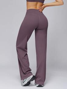 NcmRyu 1件装 女士高腰直筒休闲运动裤 - 紫色 - 查看 3