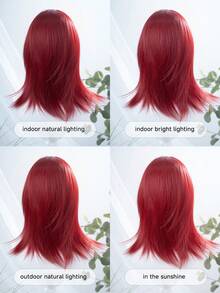 alicegarden 28-Inch Long Synthetic Wig Featuring A Natural Straight Style A Stunning Red. Designed With Bangs , It Is Crafted From Heat-Resistant Fiber To Ensure Durability. This False Hairpiece Is Perfect For Daily Use, Offering A Natural And Realistic Appearance That Mimics Real Human Hair - Red - View 9