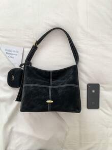 新款女士手提包，大容量单肩包，优雅通勤包，带小袋的手提包，时尚背包 - 彩色 - 查看 6