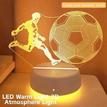 1pc 3D LED Football Night Light, Football Desk Lamp Indoor Decor, Acrylic Football Shaped Bedside Lighting, Ideal Gift For Friends And Family
