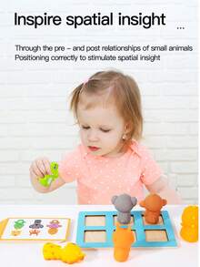 Children's Cognitive Animal Swap Game, Wooden Matching Puzzle Toy, Fun Parent-Child Gift - Multicolor - View 2
