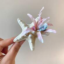 Diamond-Studded Fabric Starfish And Flower Side Clip, Hairpin For Beach Travel Photography, Niche Exquisite Hair Accessory For Women, Versatile Design - Kẹp tóc - màu hồng - Xem 9