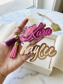 Personalized Name Keychain Custom Mirror Acrylic Keychain, Sturdy Zipper Puller,Backpack Name Tag School,Personalized Gift For Friends & Family - Multicolor - View 3