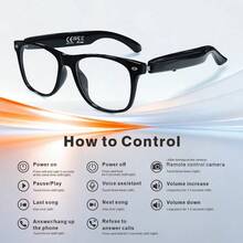 AI & Translation Enabled Smart Audio Glasses, Wireless 5.4 Bluetooth, Type-C Charging, Multifunctional Music Playback, Call Answering, Touch Control, Open-Ear Design, HIFI High Volume, Long Battery Life, Suitable For Men And Women - View 8
