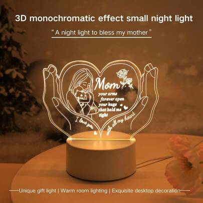 1pc Acrylic Night Light, Mother's Gift - Mother's Night Light - Gift For Mom On Birthday, Christmas, Valentine's Day, Mother's Day, Thanksgiving
