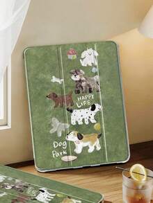 1pc Painted Puppy & Butterfly Pattern Tablet Case, Compatible With IPad Mini 4/5/6/7, Air, 9.7/10.2/10.5/Air 4/5, Pro 11", 10th Gen, Air 11" (M3) 2025, 11" 11th Gen 2025, Galaxy Tab A8 10.5" 2022, With Pencil Holder, Tri-Fold Stand, TPU Soft Edge Protection, Magnetic Sleep/Wake, Cute/ Design - Multicolor - View 4