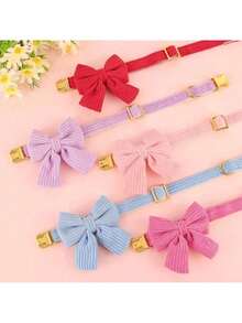 Nylon Adjustable Bow Tie Pet Dog Cat Collar - Suitable For Small And Medium Breeds Like Chihuahua And Teddy Bear - Pink - View 2