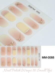 SSemi Cured Gel Nail Strips , Jelly Beige, 16 Pcs Gel Nail Wraps, Stickers, No UV Light Required, Salon Quality, Long Lasting - Dusty Pink - View 2