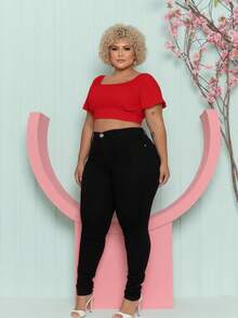 Women's Skinny Jeans, Butt-Lifting, High Waist, New Release With Elastane And Lycra, Plus Size - màu đen - Xem 3