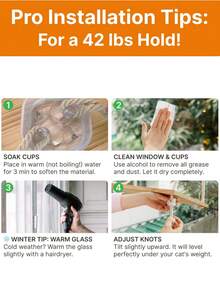 Cat Window Perch With Industrial-Grade Suction Cups - Solid Pine Wood Hammock Bed, Soft Cushion - 42 Lb Capacity For Cats Inside - Upgraded Beech Wood Reinforced 1pc - One Size Fits All - View 8