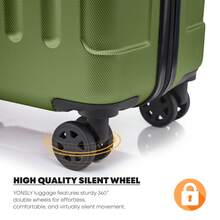 YONSLY 4-Piece Wheeled Suitcase Set With 360° Wheels, Combination Lock, Robust Double Zipper, Mesh Pocket, Soft Rubber Handle, 16/20/24/28 Inch Trolley Suitcase, Hard Shell Carry-On Luggage Set (4-Piece Set, S, M, L & XL) - 橄欖綠 - 查看 4