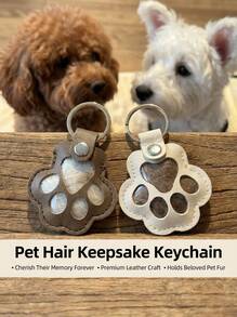 PETSIN Premium Leather Pet Hair Keepsake Keychain Paw Print Design,Personalized Pet Fur Memorial Keychain For Cherishing Beloved Pet Memories,Paw Print Pet Hair Keepsake Keychain Crafted To Hold Beloved Pet Fur - Multicolor - View 1