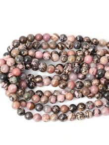 1 Strand Natural Black Line Rhodochrosite Gemstone Smooth Round Loose Beads For Jewelry Making 4 6 8 10mm - Multicolor - View 6