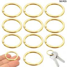 30/50/80个装扁平钥匙圈，金属圆形扁平双层开口环，适用于家居收纳、狗牌、钥匙链、各种悬挂配件和DIY手工制作 - 平圈 - 查看 11
