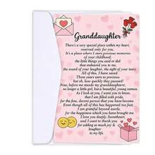 Carte pour petite-fille, exprimant l'amour et la fierté pour les occasions spéciales (Merci, Anniversaire, Mariage), design élégant, artisanat de qualité supérieure, papier de haute qualité, souvenir précieux, cadeau pour grands-parents - enveloppe blanche en lin - Voir 1