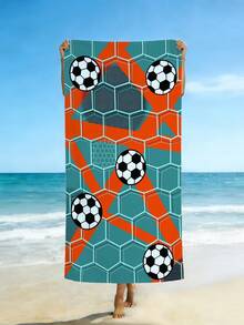 1pc Soccer Door Pattern Beach Towel, Ultra-Fine Fiber Beach Towel, Anti Sand, Absorbent, Quick Drying, Oversized Beach Towel, Suitable For Swimming, Yoga, Gym, Vacation, Beach And Other Occasions, - Type C - View 6