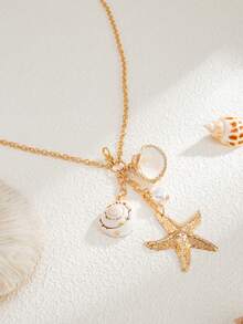 1pc Bohemian Style Shell & Starfish Pendant Tassel Sexy Bikini Body Chain, Women Summer Beach Holiday Body Jewelry - Golden - View 5